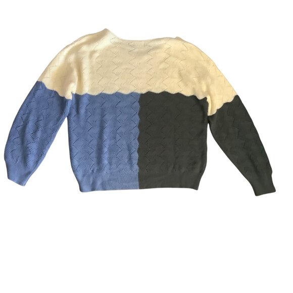 K.Jordan Colorblock Sweater Women Size 3X Wool Blend Open Knit Long Sleeve - Picture 9 of 9
